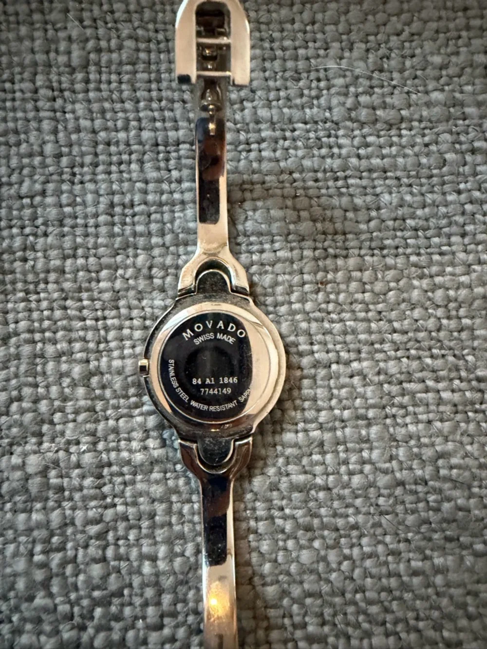 Vintage Movado Black Dial Silver-Tone Bracelet Watch